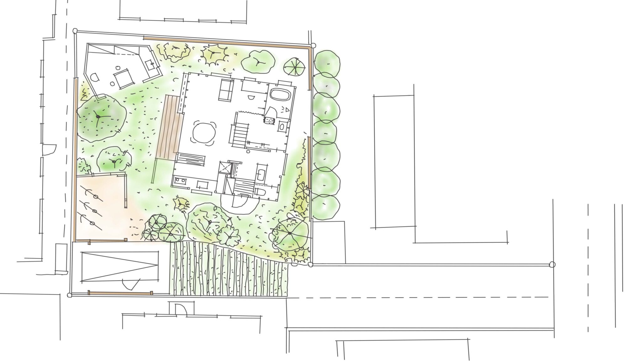 自然素材の家の1階平面図写真